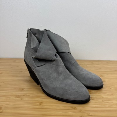 EILEEN FISHER Tornado Gray Suede Wedge Booties Ankle Boots Women Size 8.5