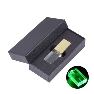Blaue LED Kristall USB Flash-Laufwerke 64GB Kostenloses Logo Box Memory Stick