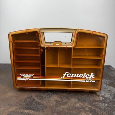 Fenwick 15 Woodstream 24 Slot Double-Sided Fishing Tackle Box AMBER w/ Small Box