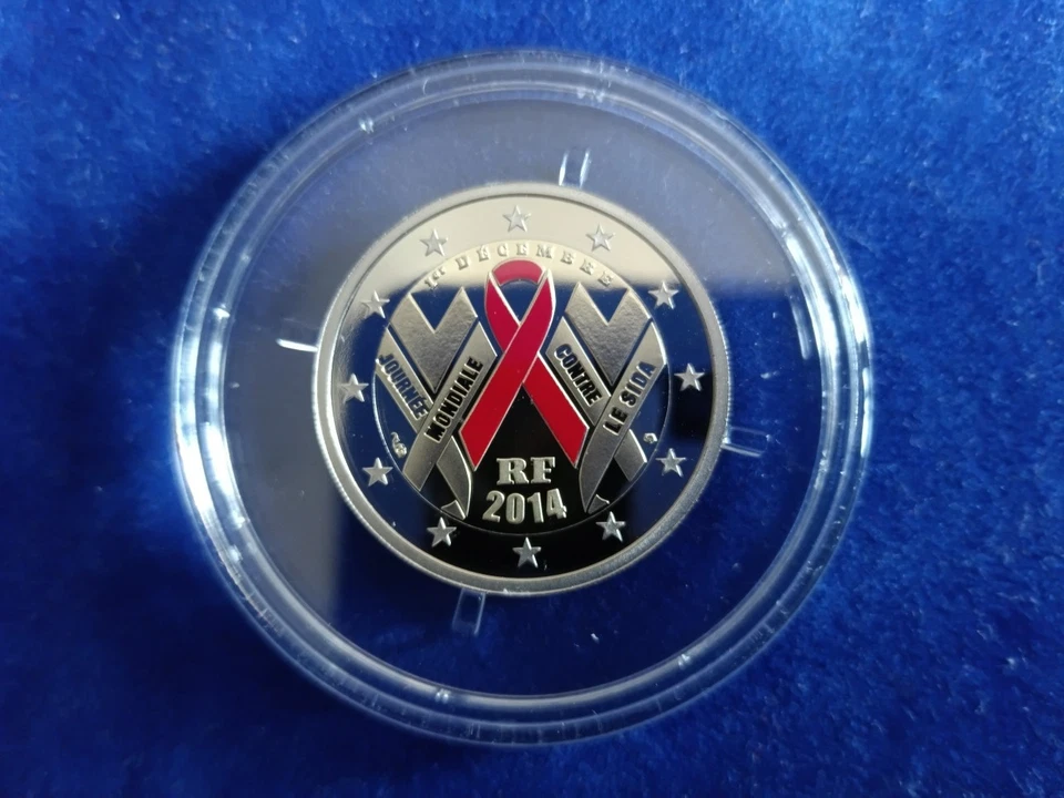 FRANCE-Coffret 2 Euro Colorisée Belle Epreuve 2014-SIDACTION-MDP Neuf. - Photo 3/3