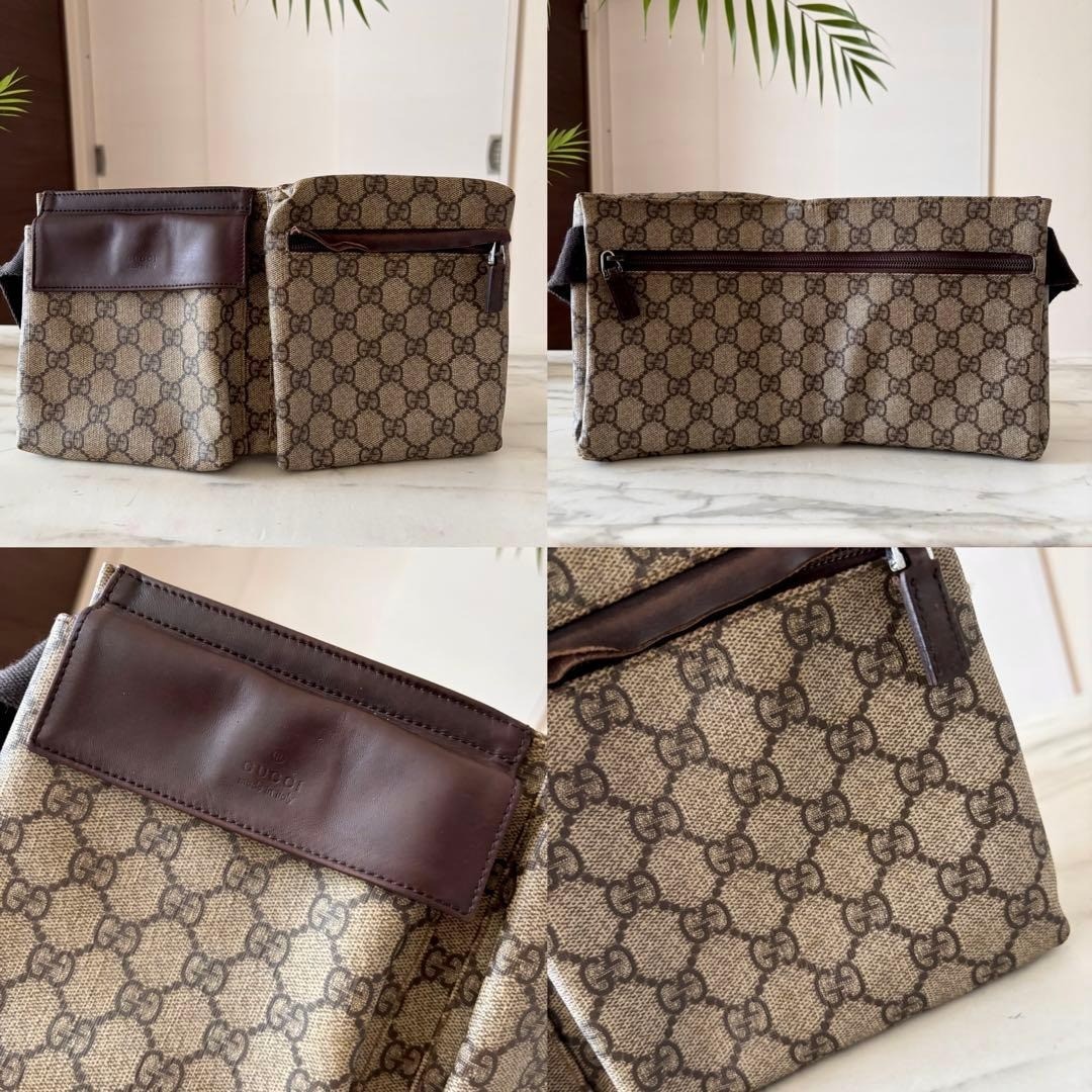 美品 GUCCI GG Canvas Waist Bag Body Bag GUCCI GG Canvas Waist Pouch Shoulder Bum Bag Belt Bag Beige Brown