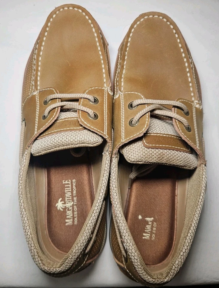 Margaritaville Harbor Lighhouse Cuero Tostado/Marrón Barco Zapatos Encaje 2 Ojos Para Hombres 9.5 Foto 4 de 4