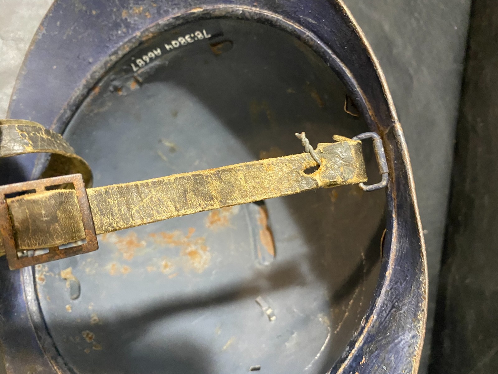 antique WW1 helmet - probably Swiss or French or Adrian 1915ish - metal infantry