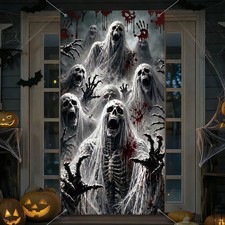 35" x 71" Halloween Door Cover Skeleton Zombie Hands