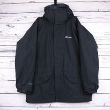 Berghaus Cornice Gore Tex Jacket Mens L Black Work Wear Field Walking Hooded