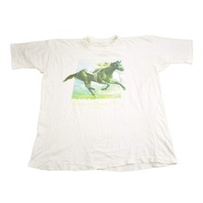 Vintage 1990s Dance Smartly Woodbine Horse Racing Graphic T Shirt Men's XL