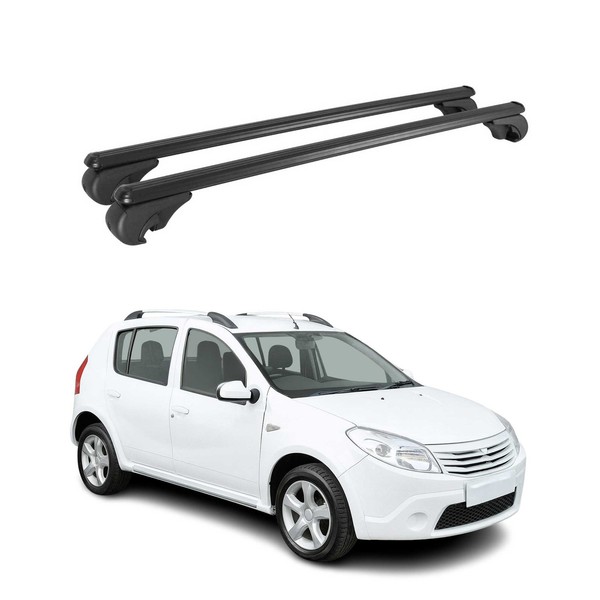 DachträGer GrundträGer FüR Dacia Sandero I 2008-2012 TÜV Aluminium Schwarz 2Tlg-image
