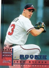 1998 LEAF ROOKIES & STARS #302 JOHN ROCKER ROOKIE CARD. rookie card picture