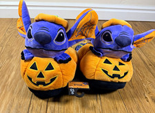 Disney Stitch Halloween Pumpkin Slip-On Slippers Orange/Purple Non-Slip 9/10