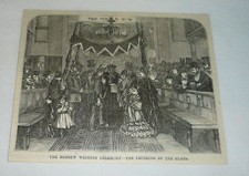 1877 magazine engraving ~ HEBREW WEDDING CEREMONY Crushing Of The Glass