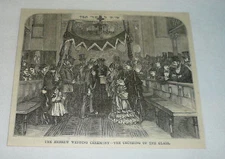 1877 magazine engraving ~ HEBREW WEDDING CEREMONY Crushing Of The Glass