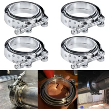 4Pcs 4" Inch V-Band Flange & Clamp Kit for Turbo Exhaust Pipes Stainless Steel