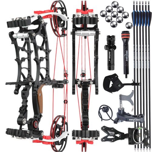 22" Dual-Use Compoundbogen Kit 30-75lbs Ablass 80% CNC Bearbeitung RH LH Schießen