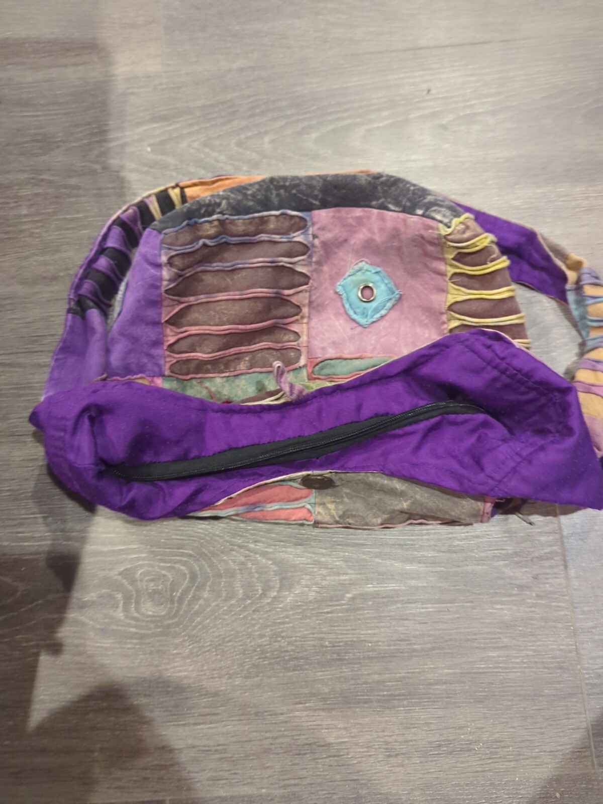 Boho Hippie Multicolor Patchwork Fabric Crossbody… - image 4