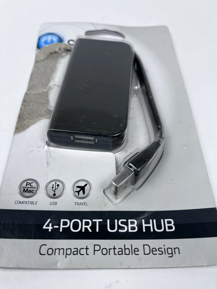 USB Hub Black Onn High-Speed Transmission 4-Port 2.0 Technology