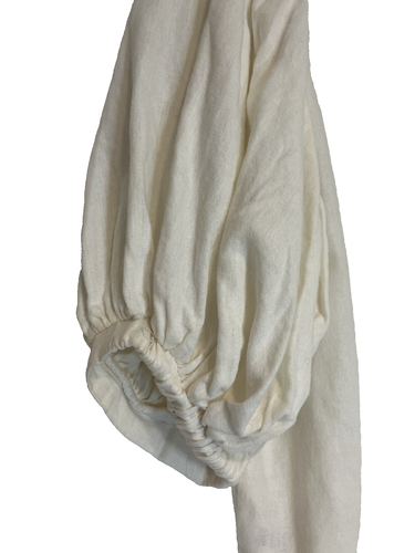 Versona Women's Linen Rayon Blend Puff Sleeve Button Up Blouse Ivory Size Small - 第 7/9 張圖片