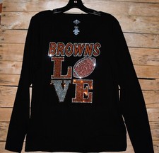 Browns LOVE football rhinestone bling shirt XS S M L XL XXL 1X 2X 3X 4X 5X