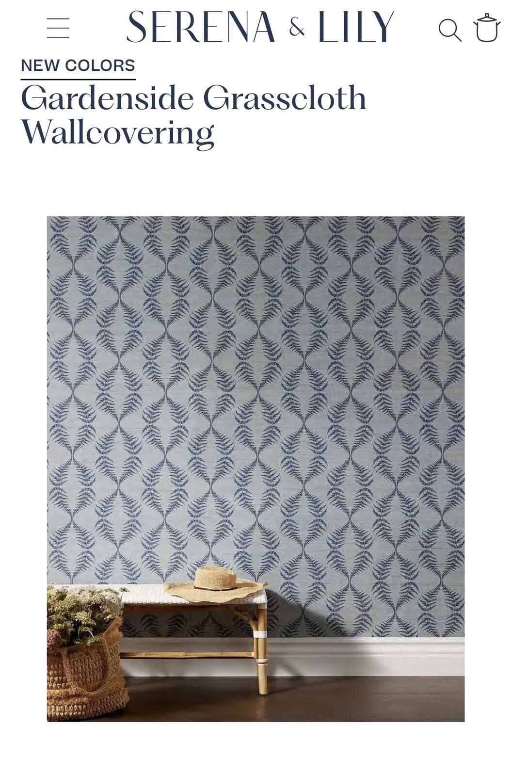 Serena & Lily Wallpaper Vintage Indigo Gardenside Grasscloth eBay