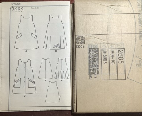 New STYLE Kids Child Girls Dress Pinafore Tunic Pattern No. 2685 Size 4-10 - Picture 5 of 5