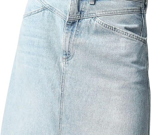 Women Retro Denim Maxi Skirt Frayed Raw Hem High Waist A-Line Long Jean Skirt - Picture 15 of 27