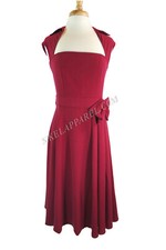 1950 Vintage Design Belted Bow Classic Red Party Dress red bow dress retro
