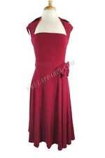1950 Vintage Design Belted Bow Classic Red Party Dress red bow dress retro