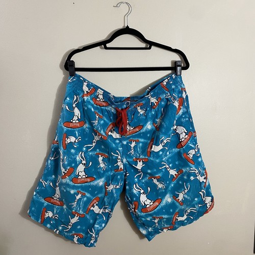 Vilebrequin men's teal blue/red surfing bunny print swim trunks sz XXXL - Picture 3 of 11