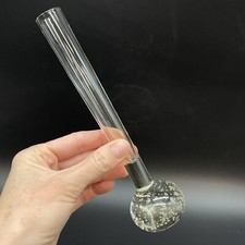 Hand Blown Art Glass Bud Vase Round Base Controlled Bullicante Bubbles Clear