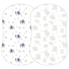 2-Pack Fitted Bassinet Sheets Watercolor Elephants - Buttery Soft Cotton Blen...