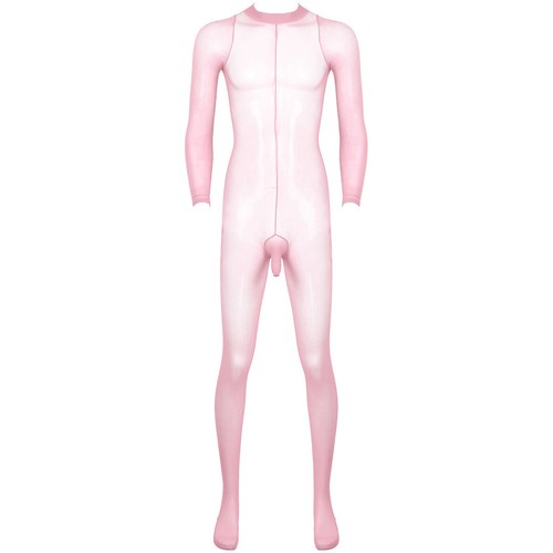 Mens See Through Stockings Tights Full Body Pantyhose Jumpsuit with Penis Sheath - Picture 58 of 64