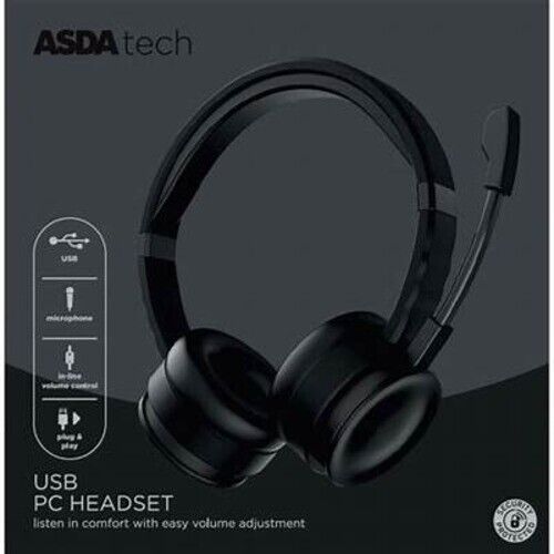 ASDA tech USB PC Headset- black 30mm Driver - Picture 1 of 9