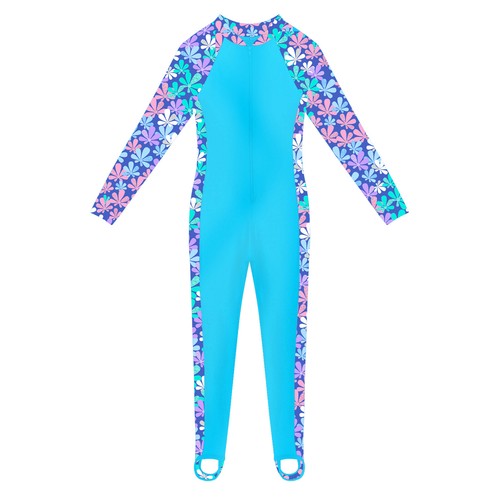 Kids Girls One Piece Floral Print Rash Guard Swimsuits Bathing Suit Swimwear Set - Picture 14 of 52