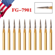 10 Pcs Dental Tungsten Carbide Trimming Finishing Burs Drill Flame FG 7901