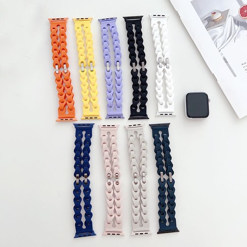 For iWatch 9/8/7/6/5/4 Ultra SE Silicone Breathe Band Strap Wristband Bracelet - Picture 2 of 15