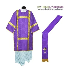 PURPLE Deacon Dalmatic Vestment with Deacon's stole, American Dalmatic, NEW