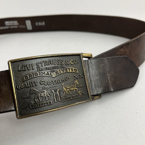 Levis Made USA Brown Distressed Leather Casual Belt Size 90/36 39" Long Length - Picture 3 of 15
