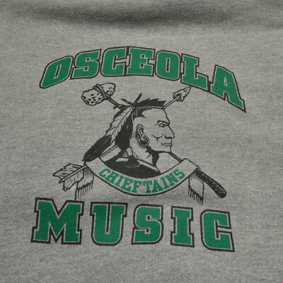 Osceola Chieftains Music Hoodie Size XL Gray Hooded Sweatshirt Wisconsin Indian