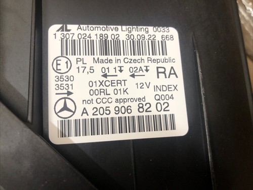 OE OEM Mercedes Benz C Class W205 O/S RH Drivers LED Headlight Headlamp GENUINE - Picture 6 of 7
