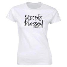 Simply Blessed Crew Neck T-Shirt for Women Christian Faith Tee