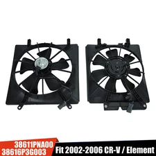 AC Condenser Radiator Cooling 120W Fan Fit 2002-2006 Honda CR-V CRV Element Pair