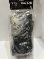New Venum YKZ21 Kid's Hook and Loop Boxing Training Gloves - Black/White 6 Oz