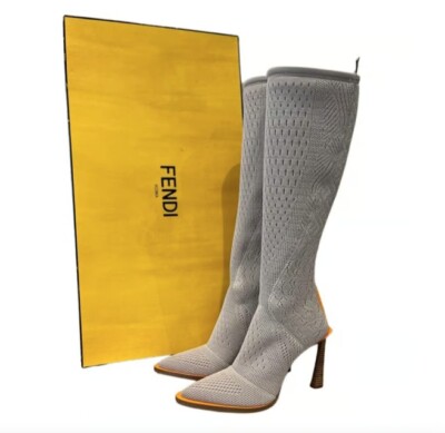 Fendi knee high fabric boots UK