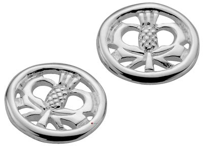 Sterling Silver Thistle Oval Earrings Crafted in Scotland 12mm