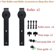 Sliding Barn Door Hardware Kit Black Modern Closet Hang Style Roller NO TRACK 