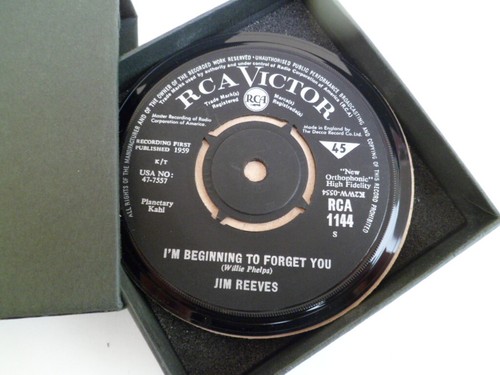 JIM REEVES DRINKS COASTERS Desk CLOCKS Upcycled VINYL RECORD Hit Singles Size 4" - Picture 206 of 257