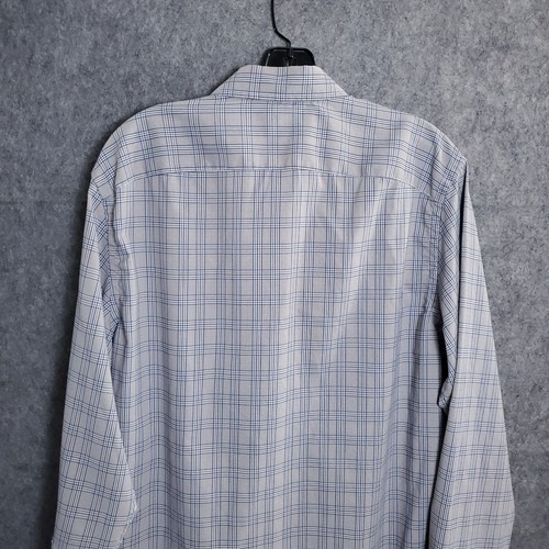 UNTUCKit Camicia Elegante Uomo Tg M Grigio Blu Manica Lunga Bottoni Levins Casual Check - Foto 10 di 15