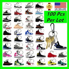 100 Pcs of 2D Sneakers Keychains Hype Beast Sneaker 2D Variety of Keychains Lot