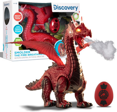 Discovery Kids RC Dragon Smoke, Large Dinosaur Toy W/Actual Smoke Breath, Wing-F