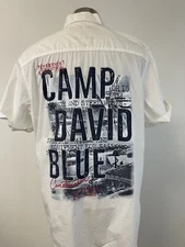 Camp David Shirt Mens XL Button Up White Embroidered Yacht Short Sleeve N177