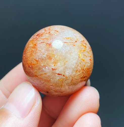 Perline tonde 27,4 mm rame rosso naturale cristallo rutilato sfera guarigione C615 - Foto 10 di 16